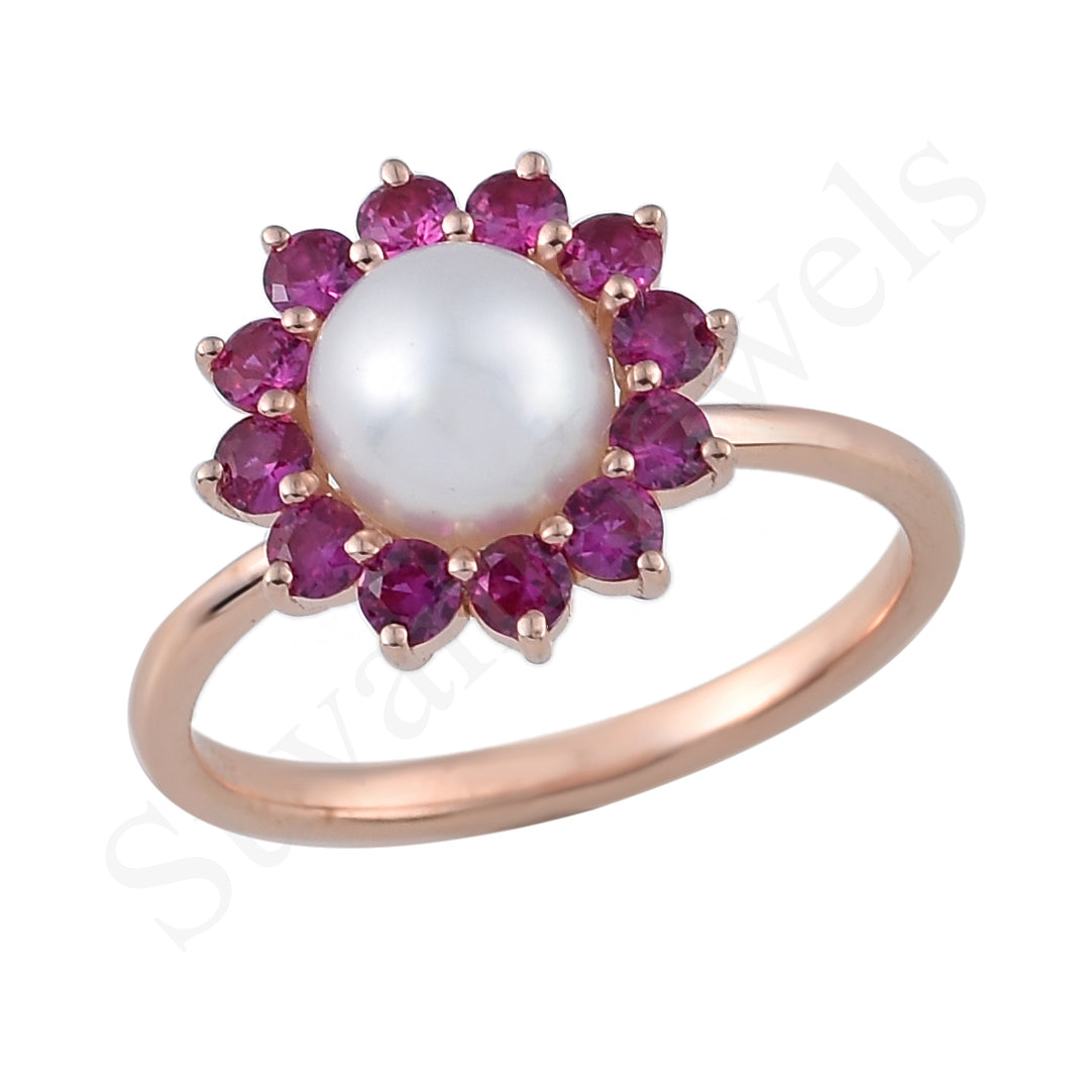 Pearl And Ruby Engagement Ring