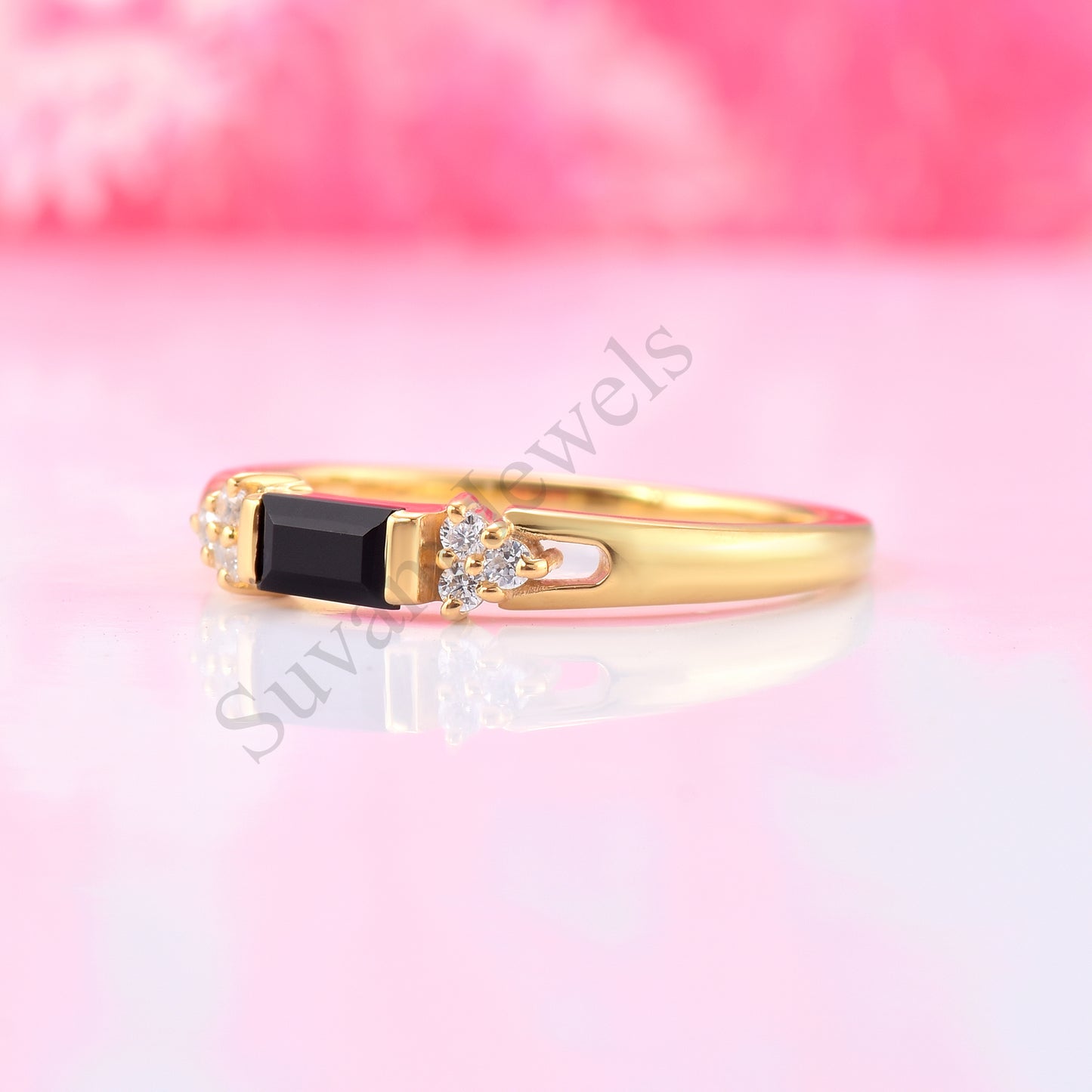 Black Onyx baguette Ring