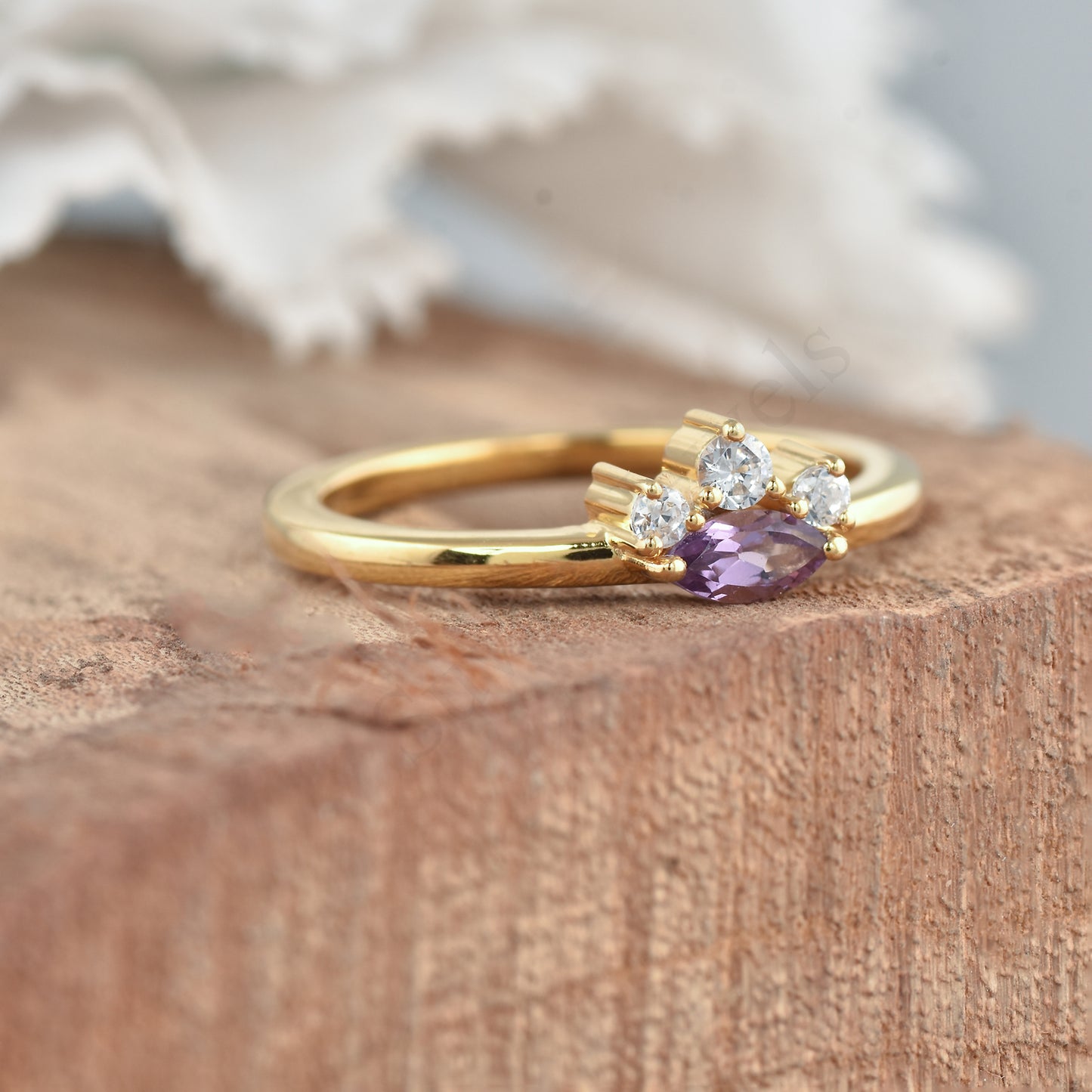 Amethyst Dainty Wedding Ring
