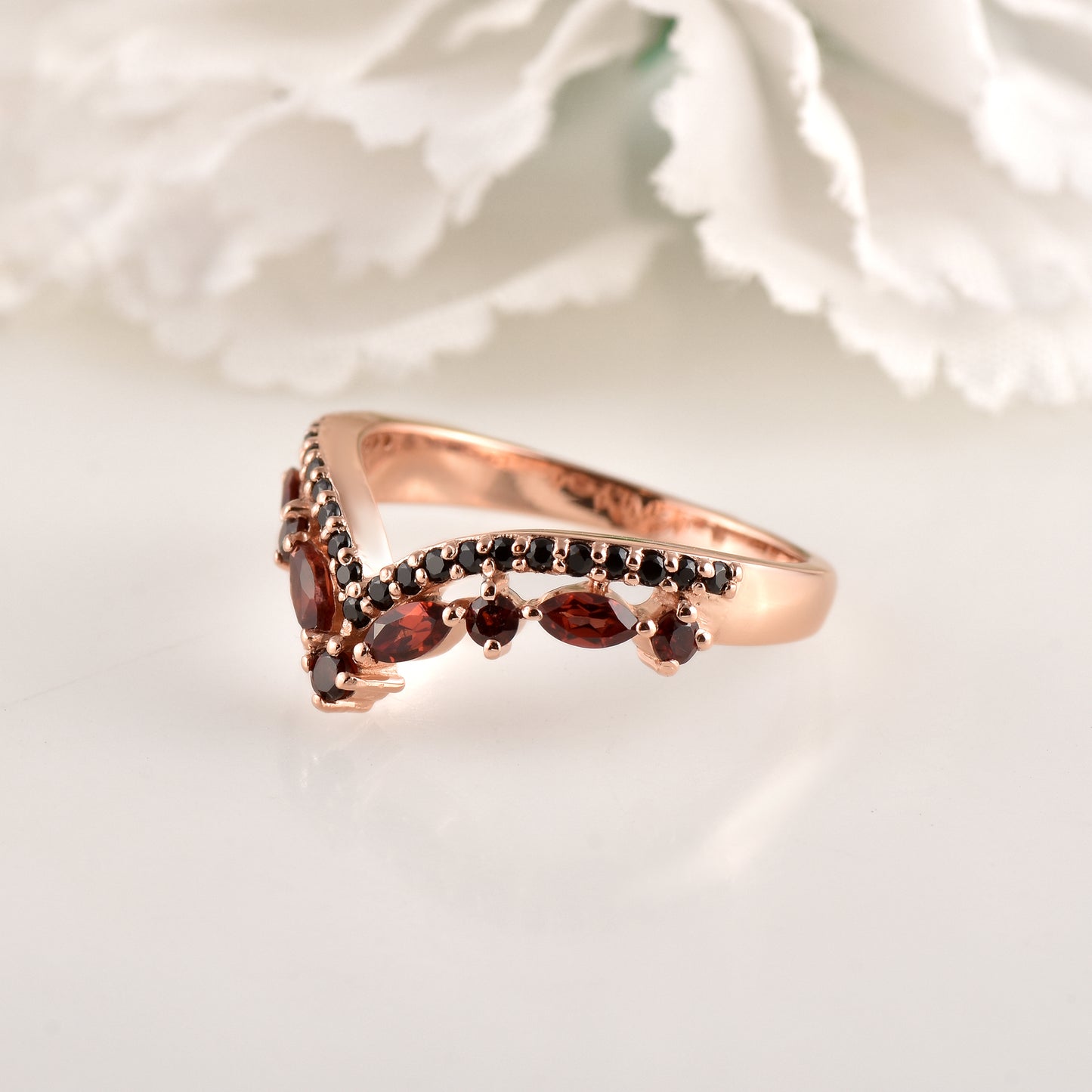 Garnet Curved Engagement ring