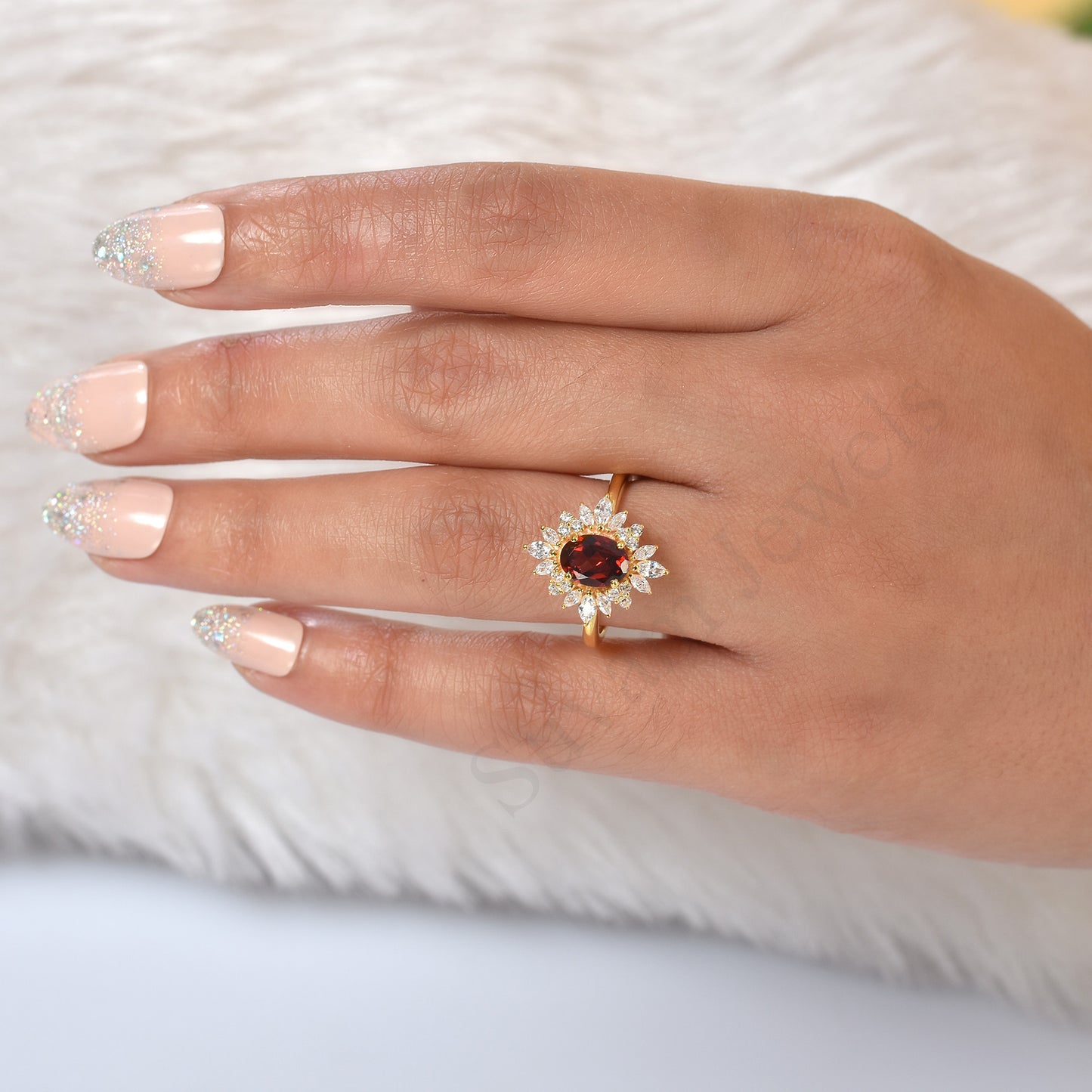 Oval Garnet Engagement Ring