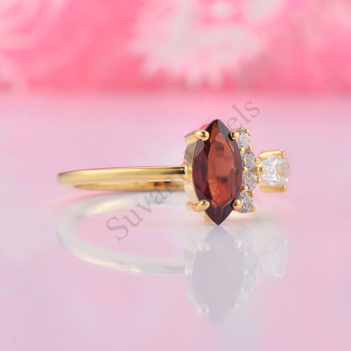 Garnet Half Halo Ring