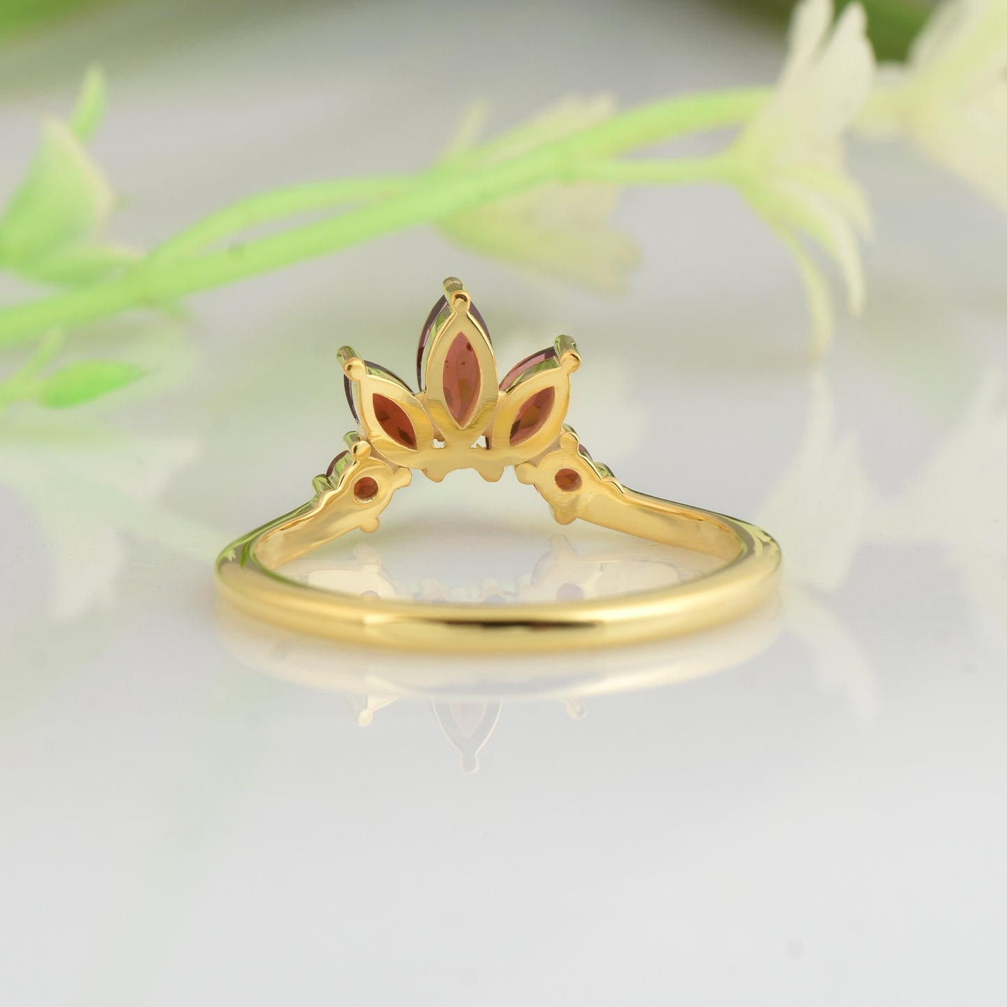 Marquise Red Garnet Matching Ring