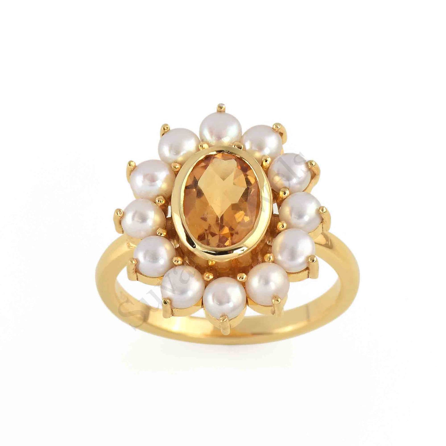 Natural Madeira Citrine Pearl ring