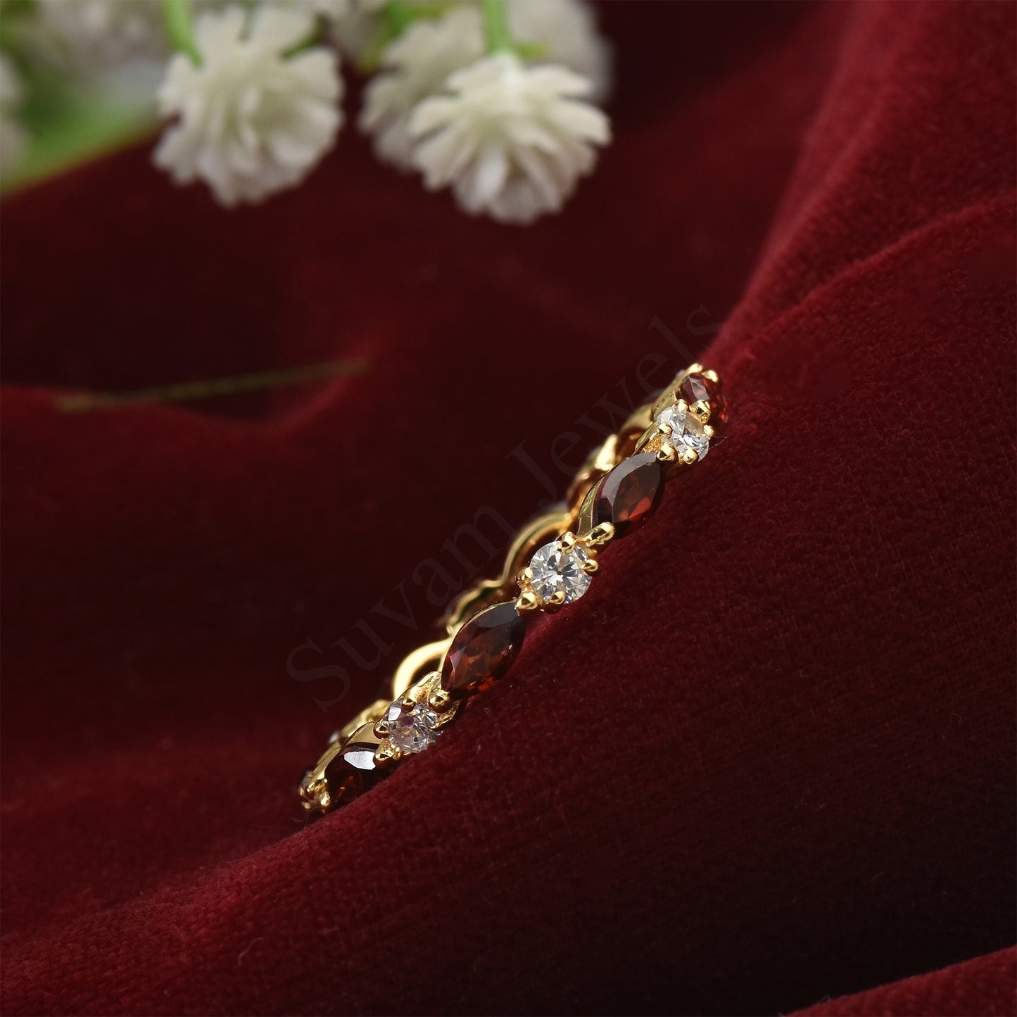 Full Eternity Garnet Wedding Band