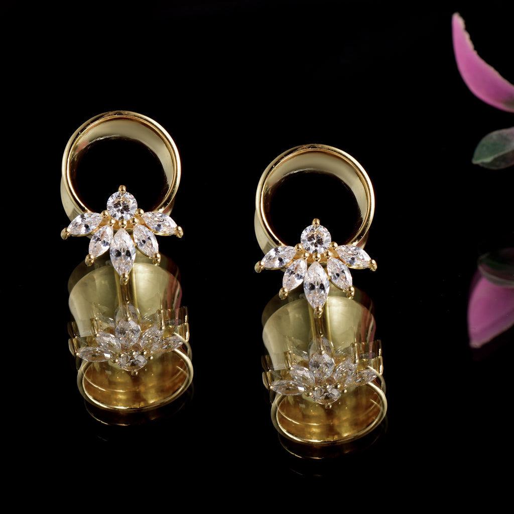 Cubic Zirconia 925 Sterling Silver Ear Plugs Tunnels
