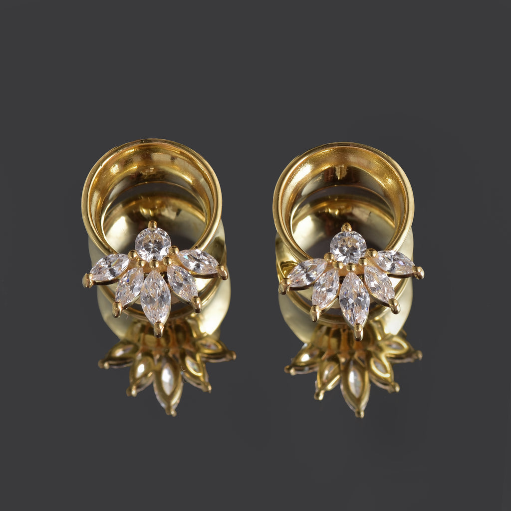 Cubic Zirconia 925 Sterling Silver Ear Plugs Tunnels