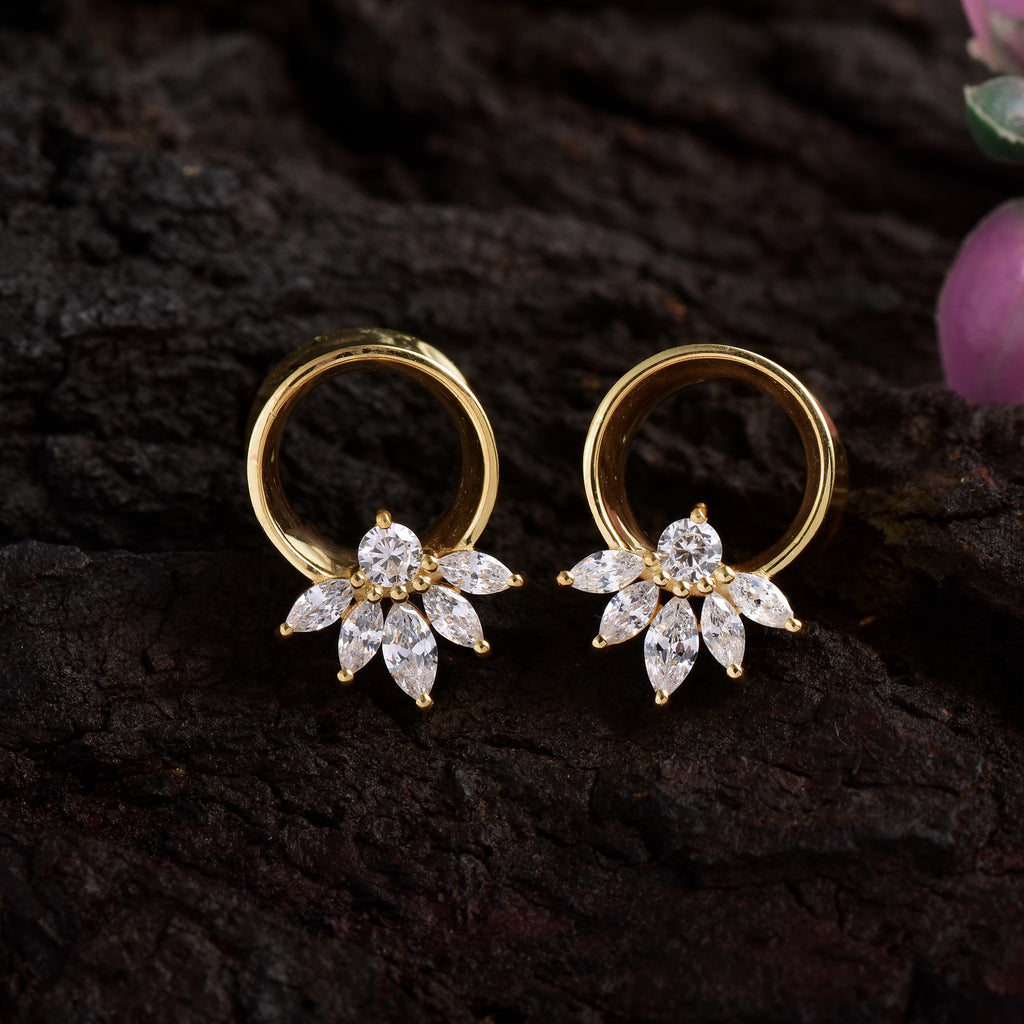 Cubic Zirconia 925 Sterling Silver Ear Plugs Tunnels