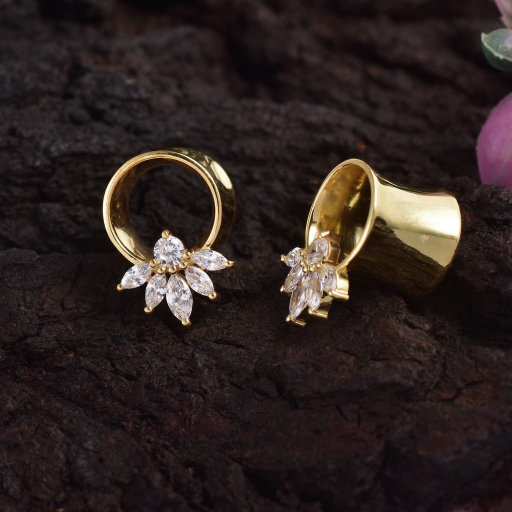 Cubic Zirconia 925 Sterling Silver Ear Plugs Tunnels