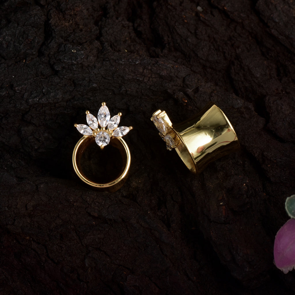 Cubic Zirconia 925 Sterling Silver Ear Plugs Tunnels