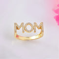 925 Sterling Silver Gold Plated Moissanite MoM Ring