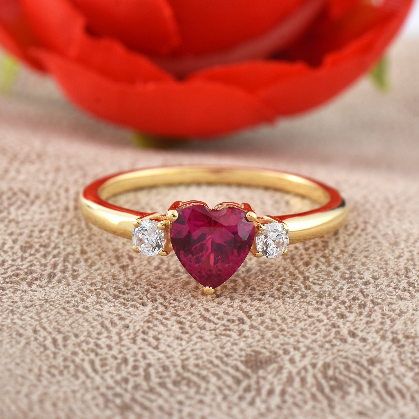 Ruby Heart Promises Ring