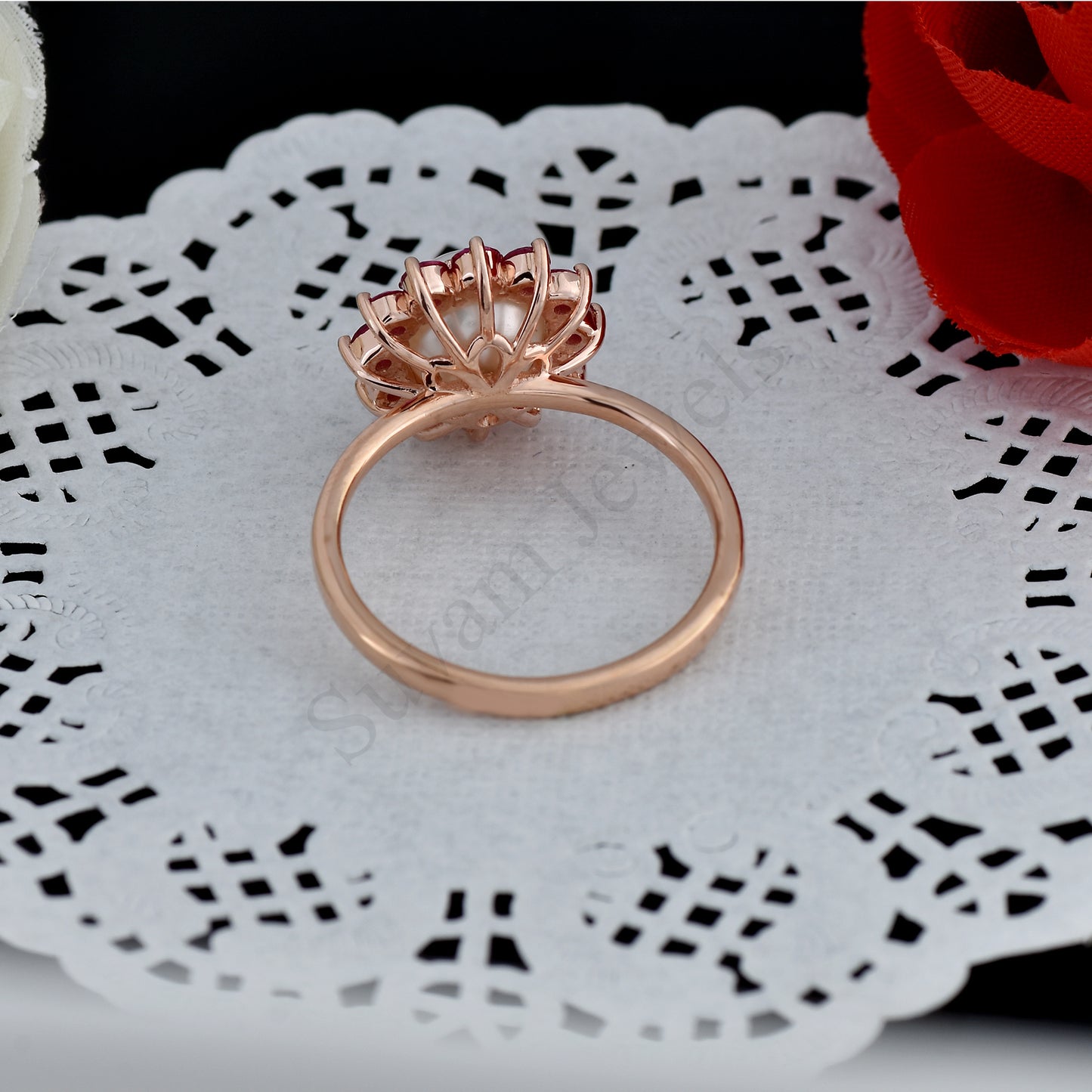 Pearl And Ruby Engagement Ring