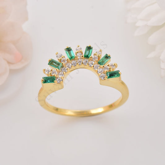 Baguette Arc Silver Ring