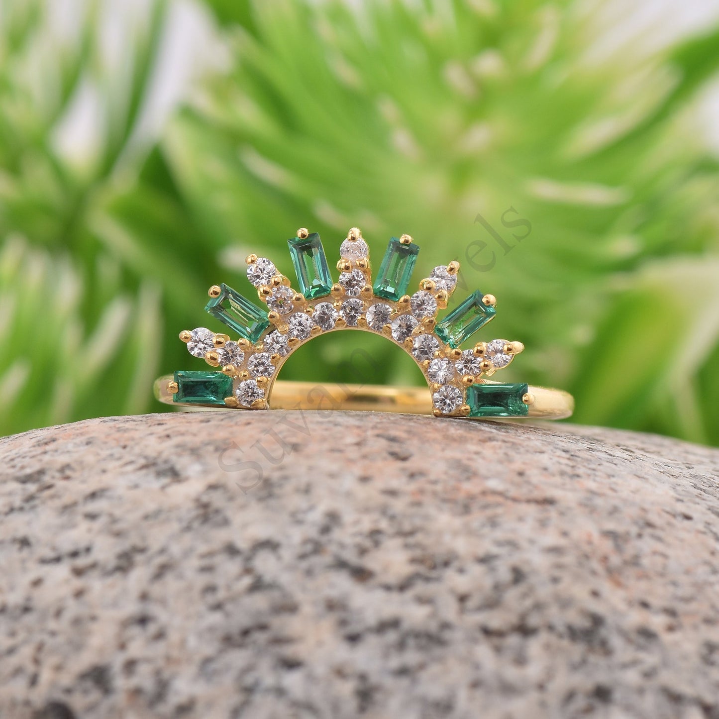 Baguette Arc Silver Ring
