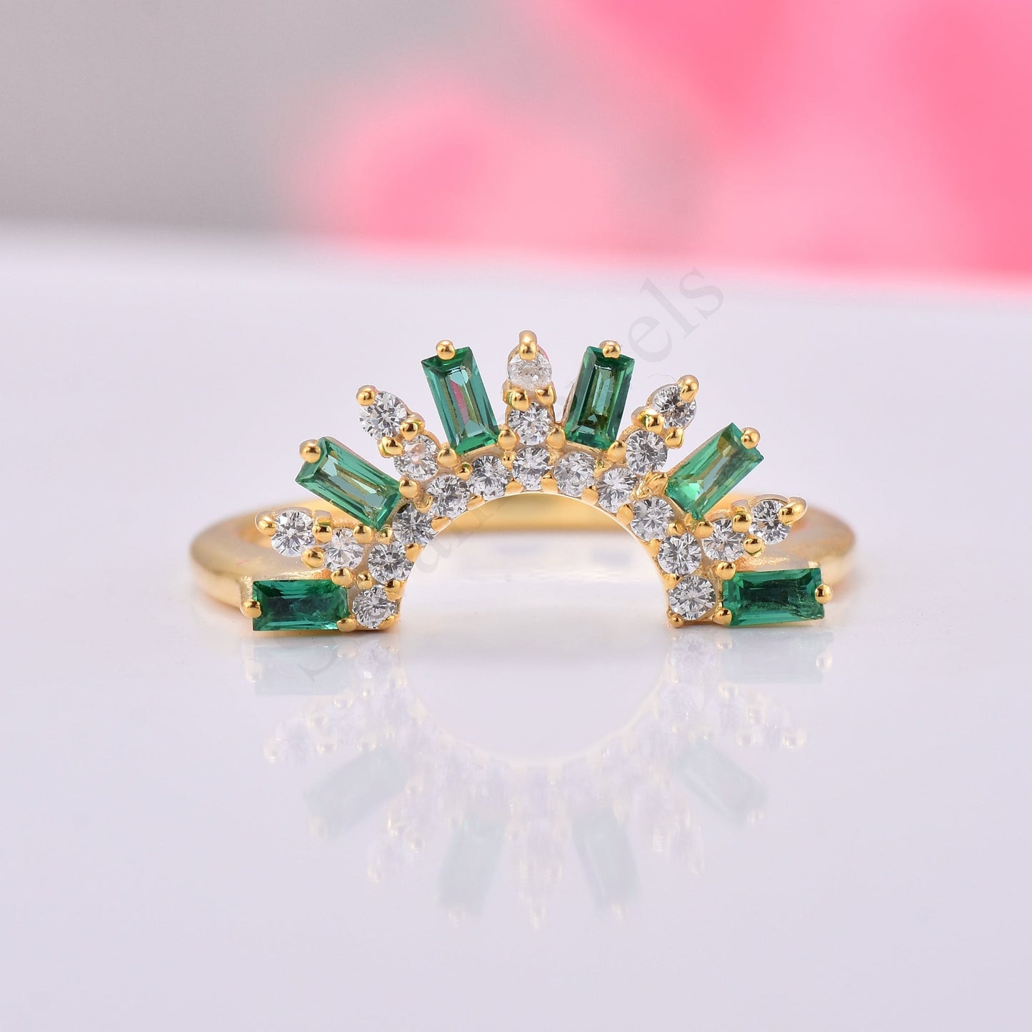 Baguette Arc Silver Ring