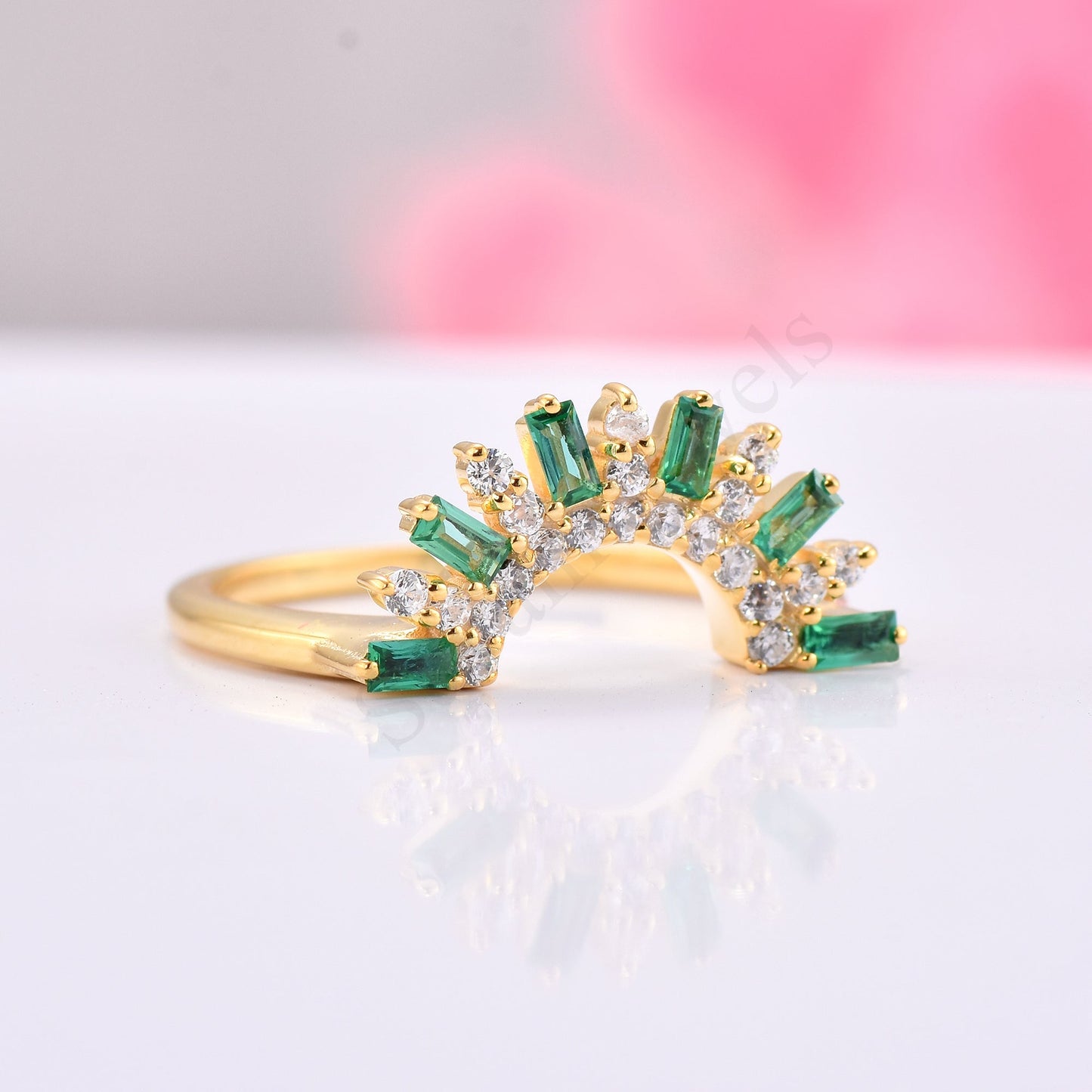 Baguette Arc Silver Ring