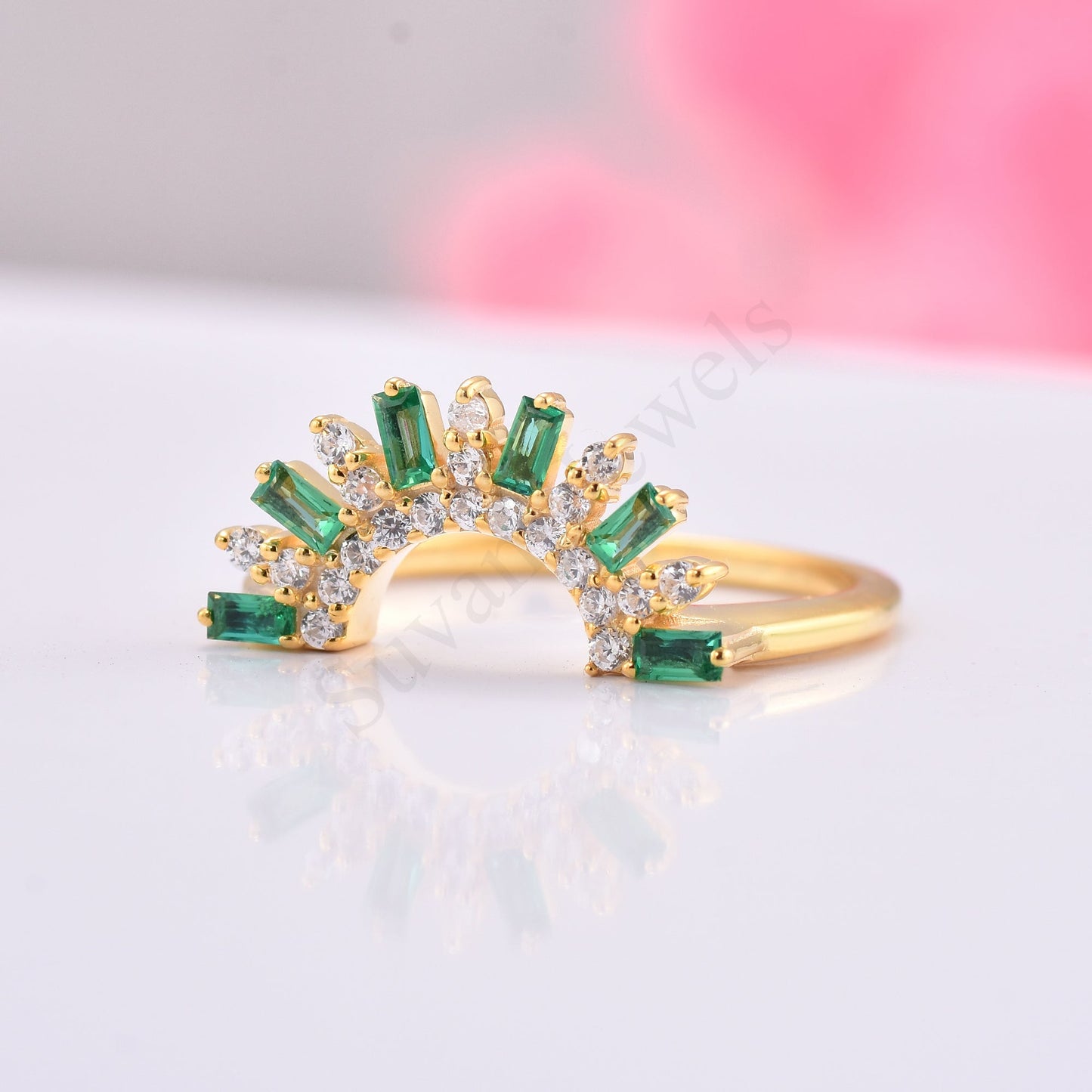 Baguette Arc Silver Ring