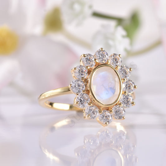 Silver Moonstone women Ring