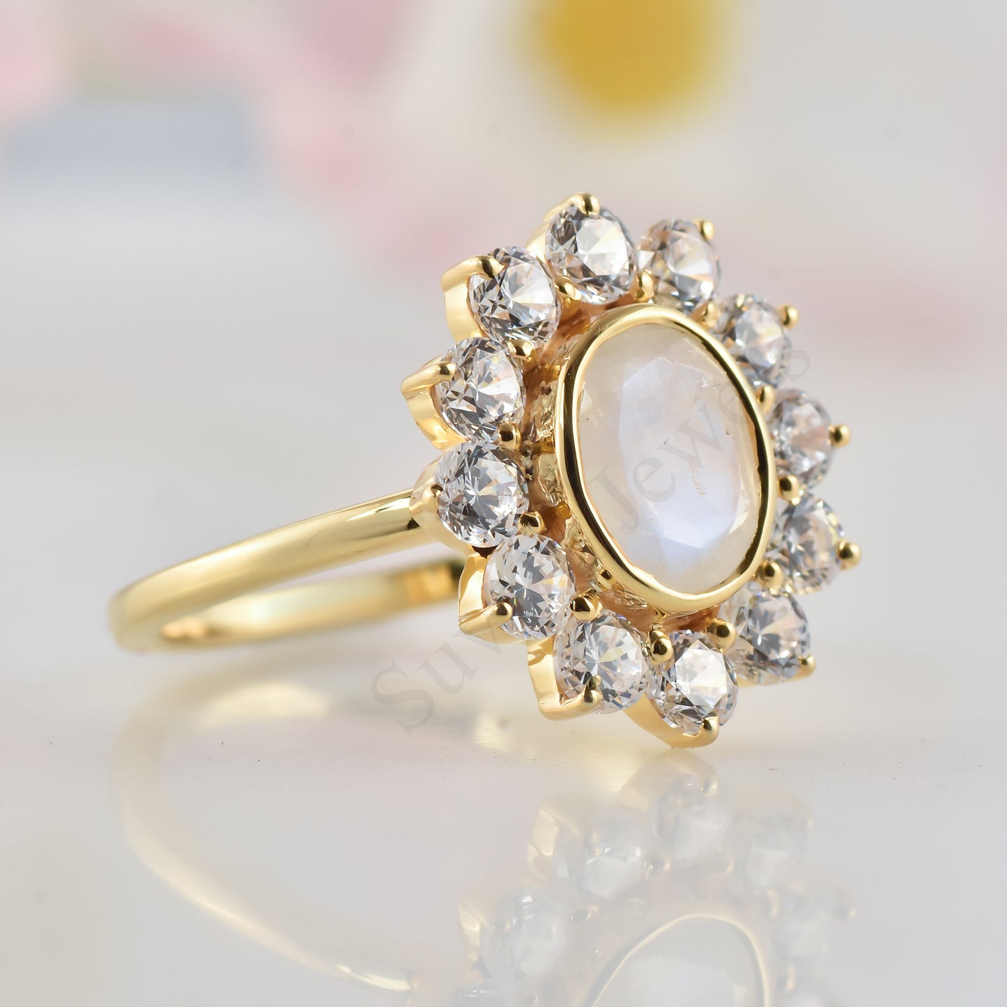 Silver Moonstone women Ring