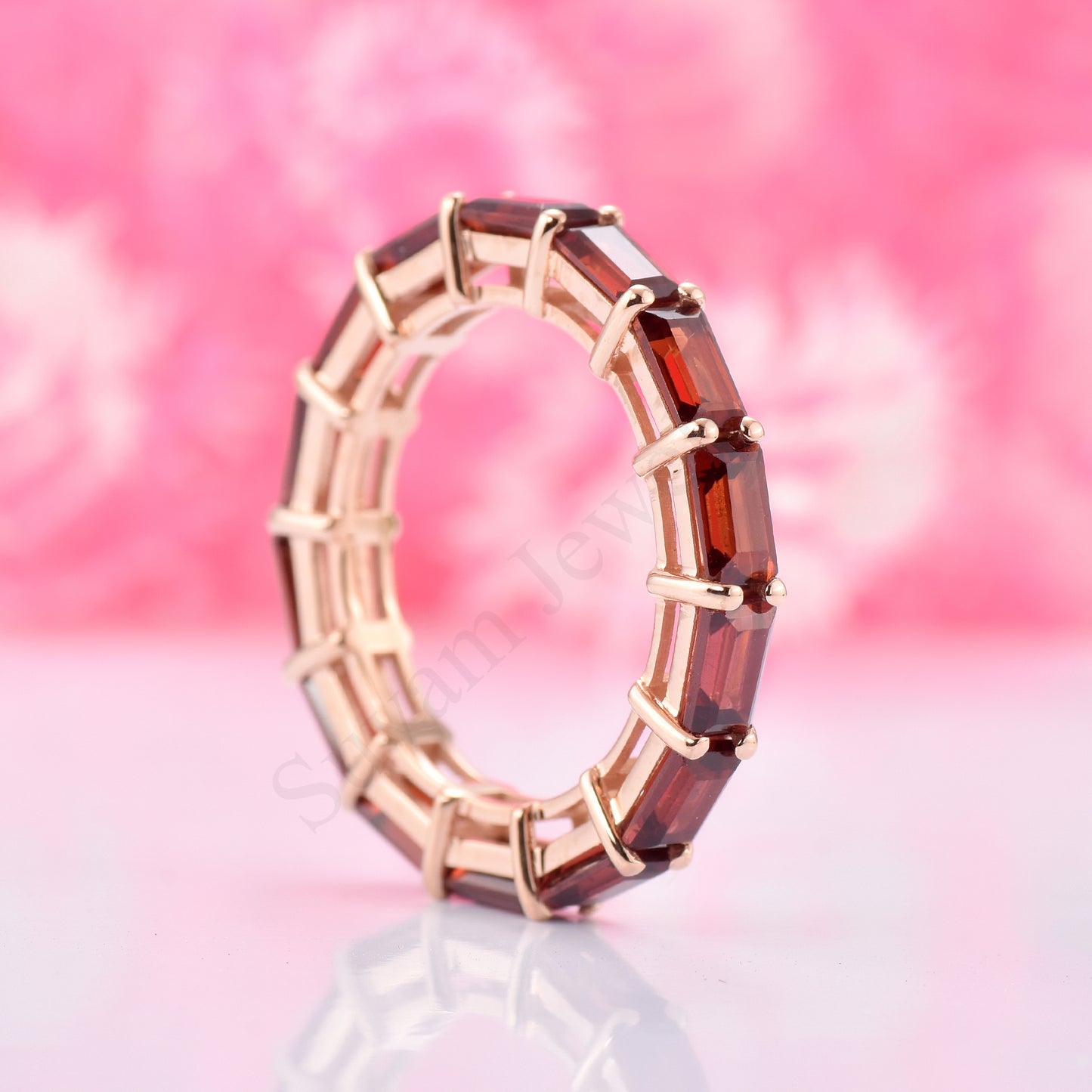 Garnet Baguette Eternity band