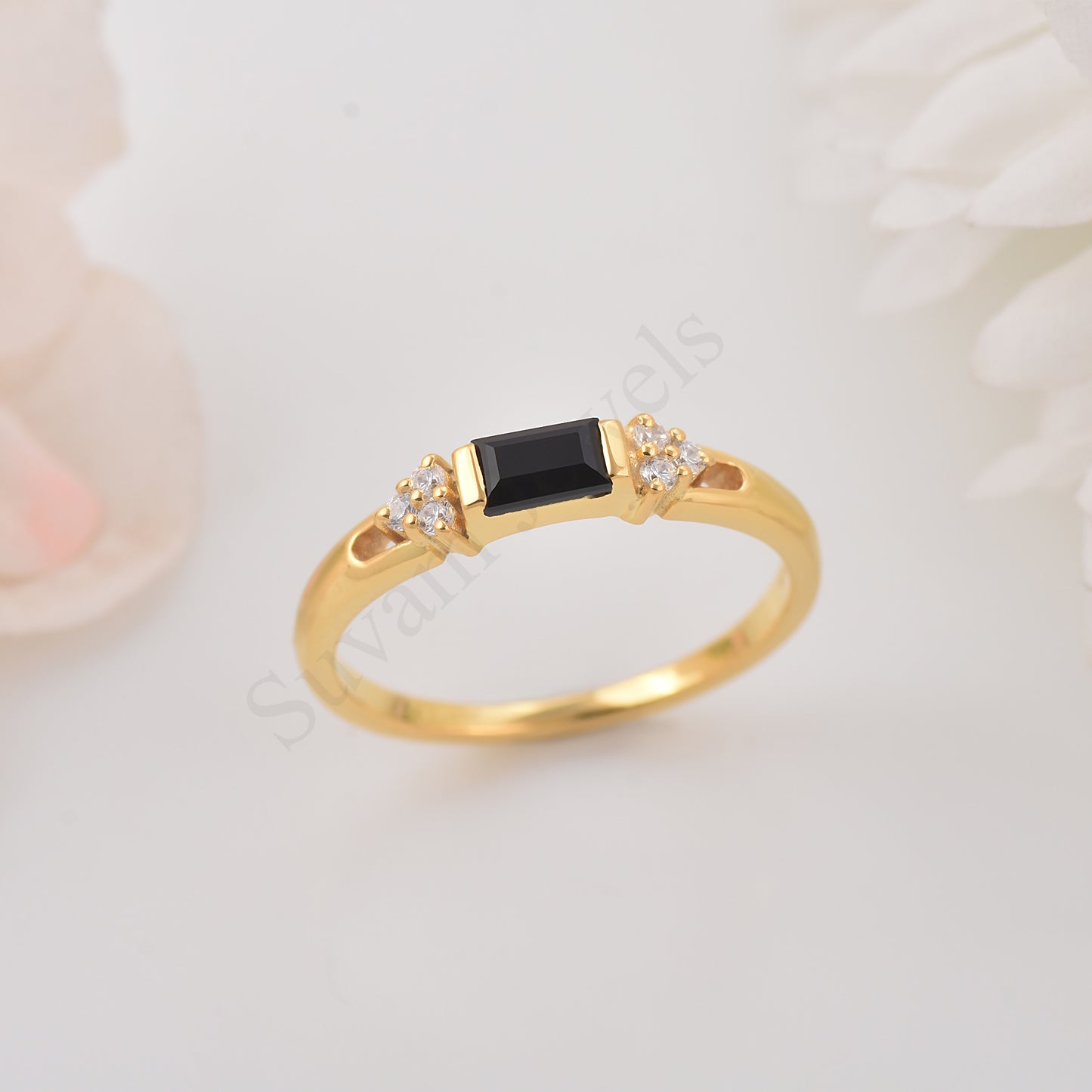 Black Onyx baguette Ring
