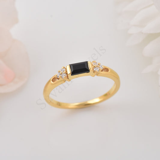 Black Onyx baguette Ring