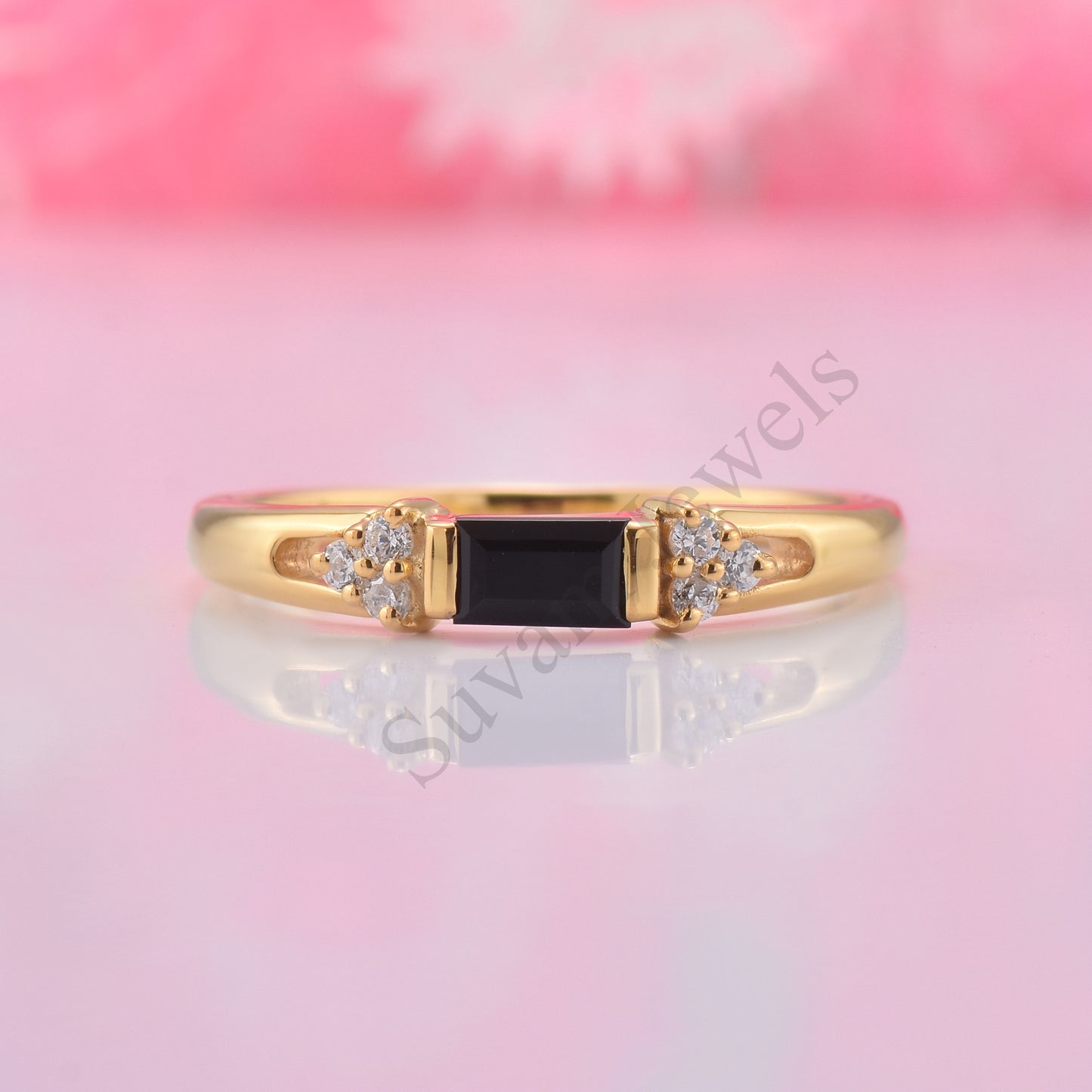 Black Onyx baguette Ring