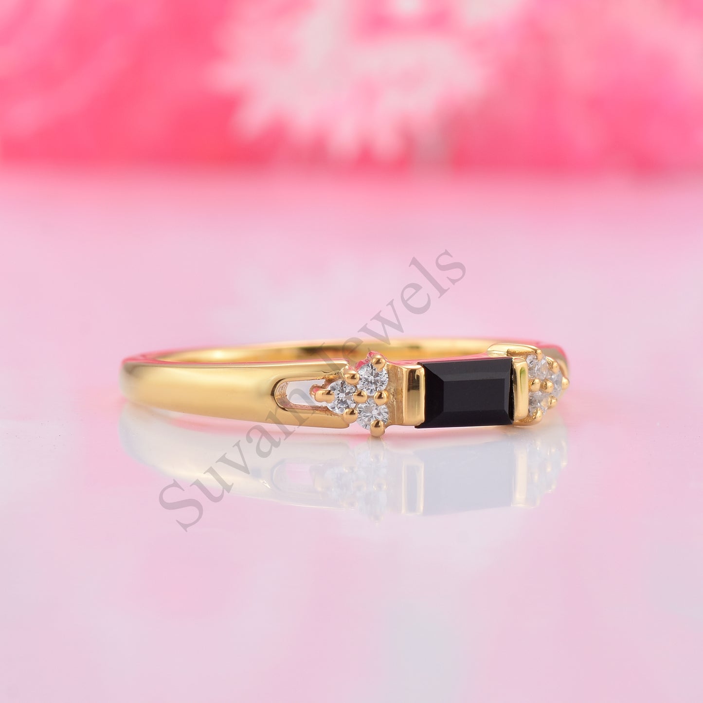 Black Onyx baguette Ring