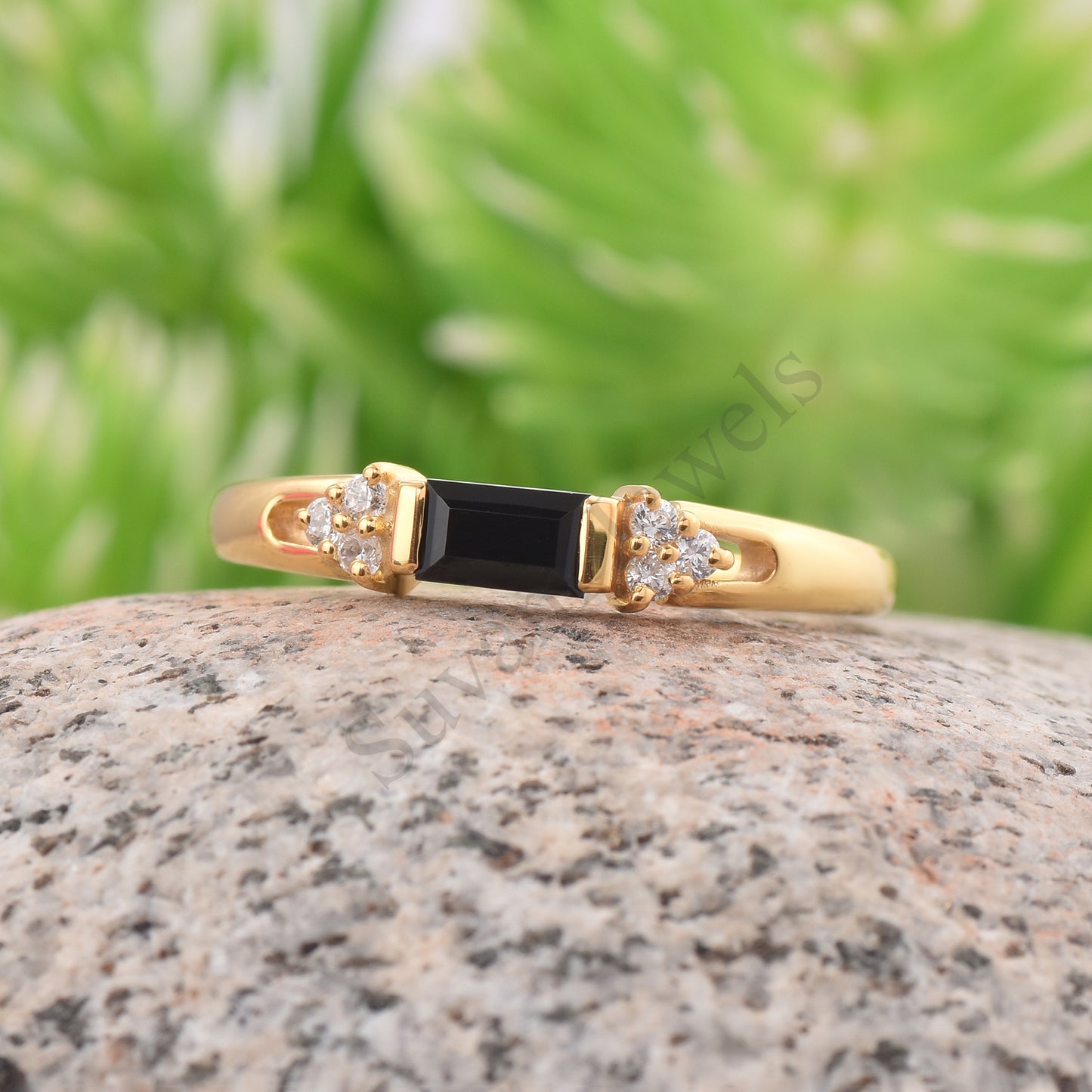 Black Onyx baguette Ring