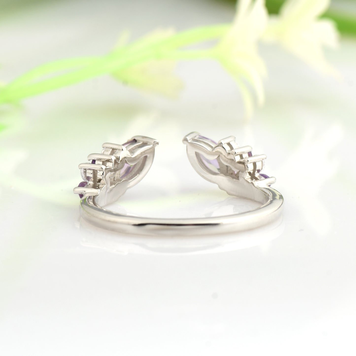 Silver Open Amethyst Ring