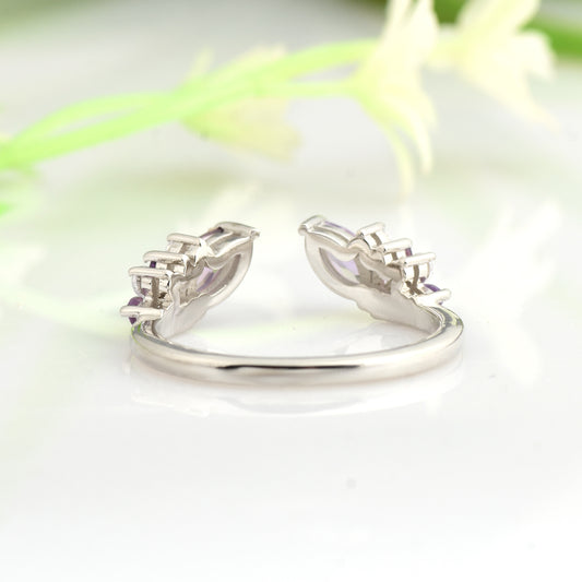 Silver Open Amethyst Ring