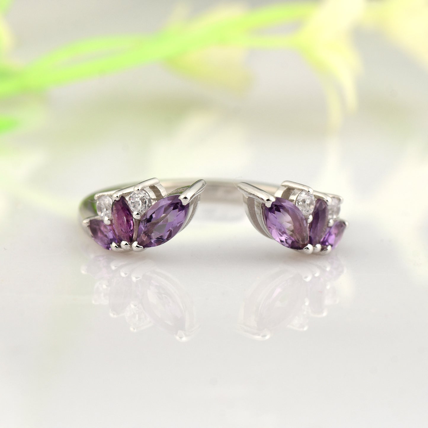 Silver Open Amethyst Ring