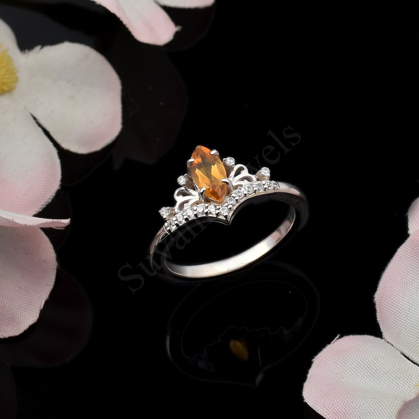 Marquise Cut Natural Citring Ring