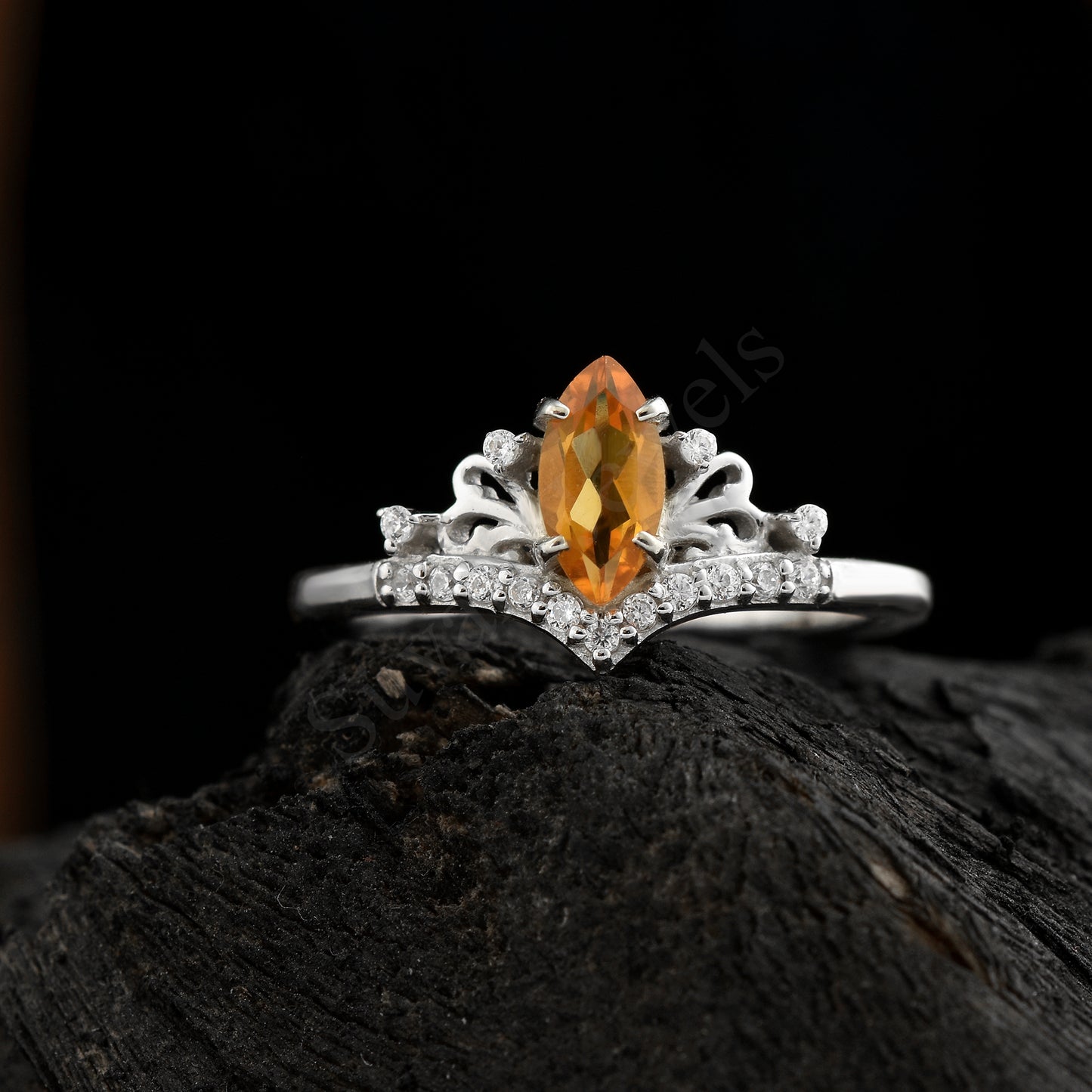Marquise Cut Natural Citring Ring