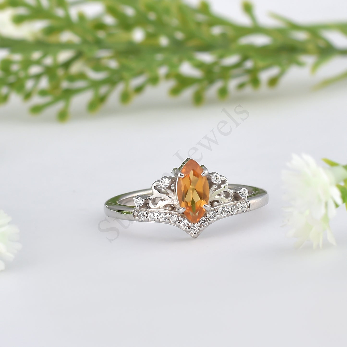 Marquise Cut Natural Citring Ring