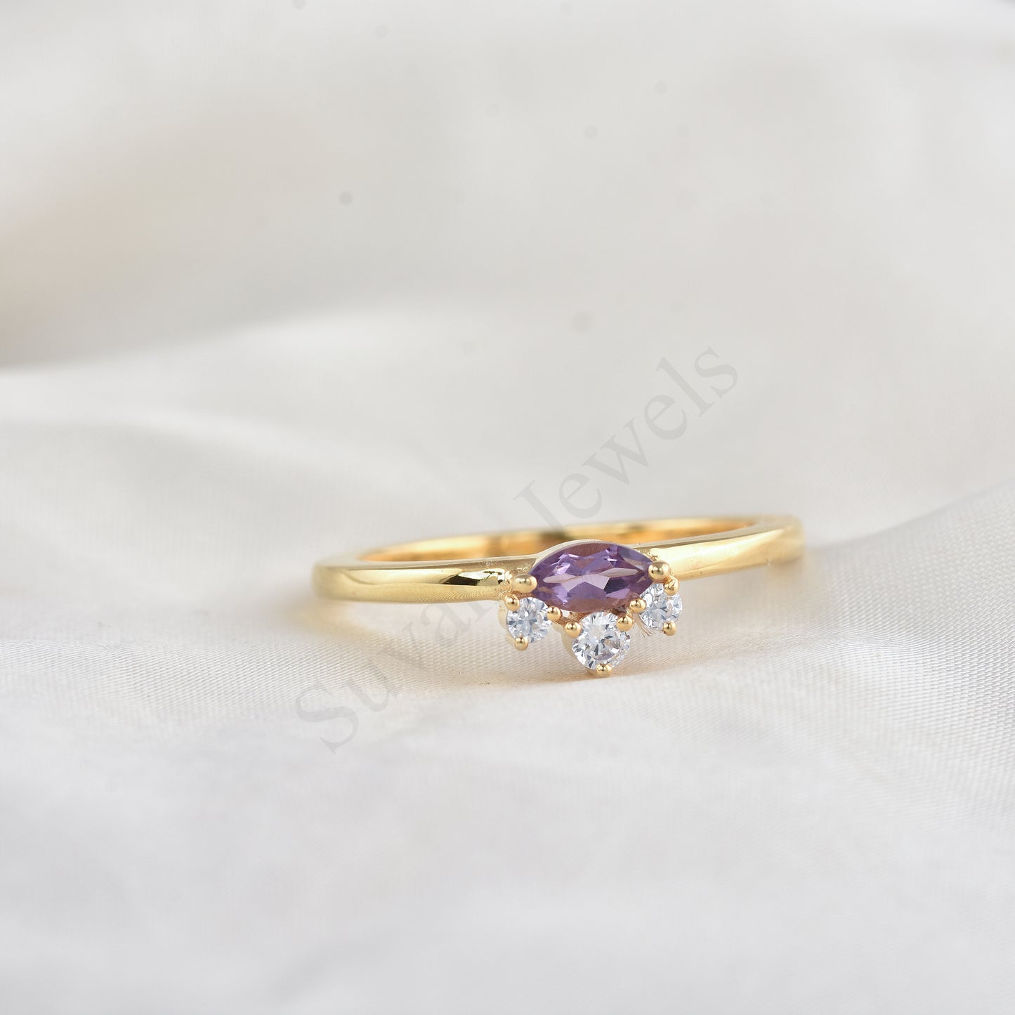 Amethyst Dainty Wedding Ring