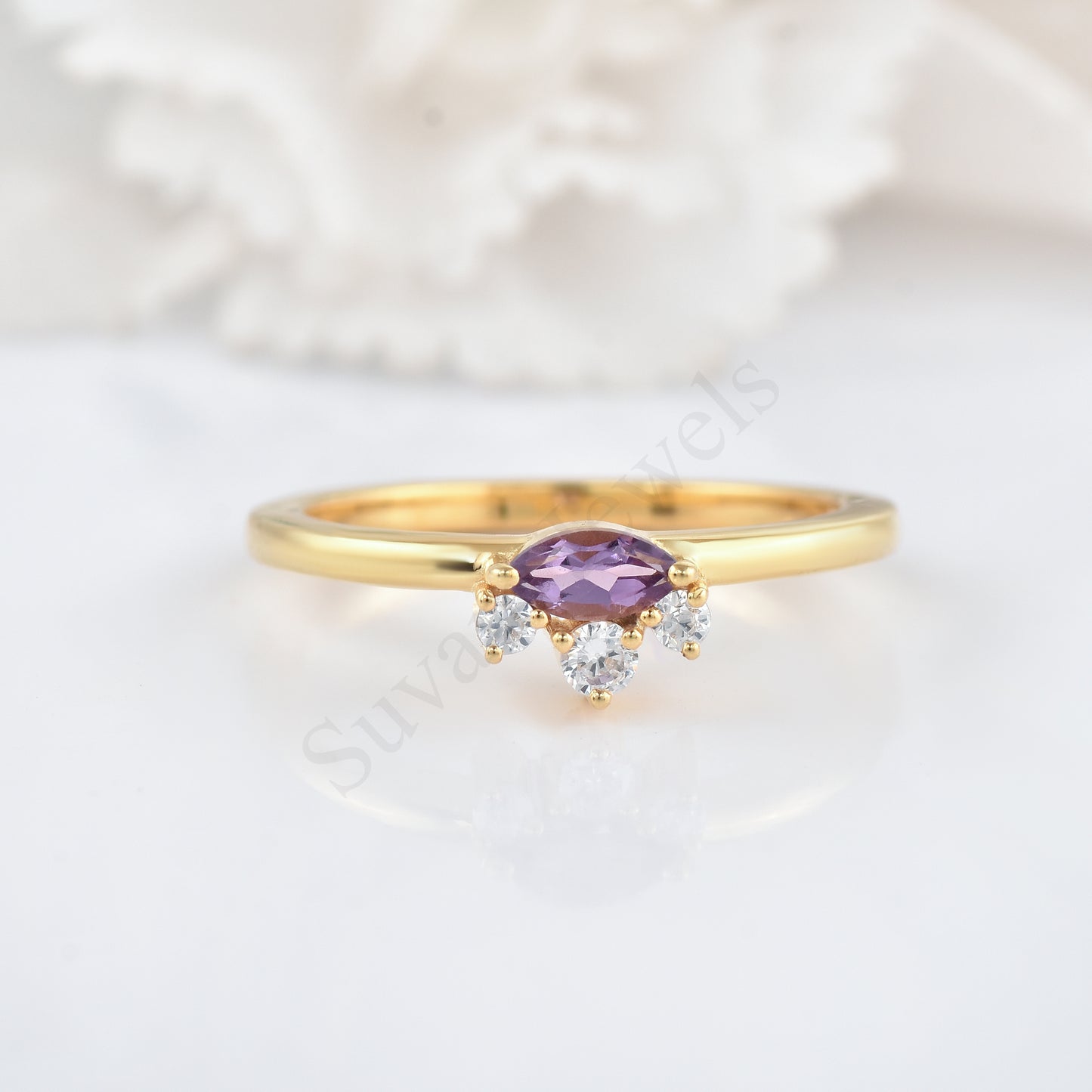 Amethyst Dainty Wedding Ring