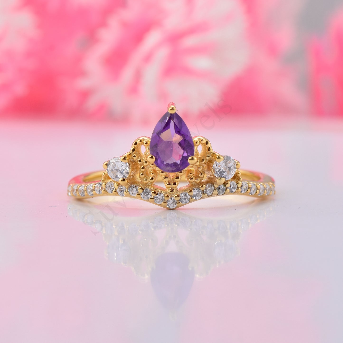 Amethyst Curved Engagement ring