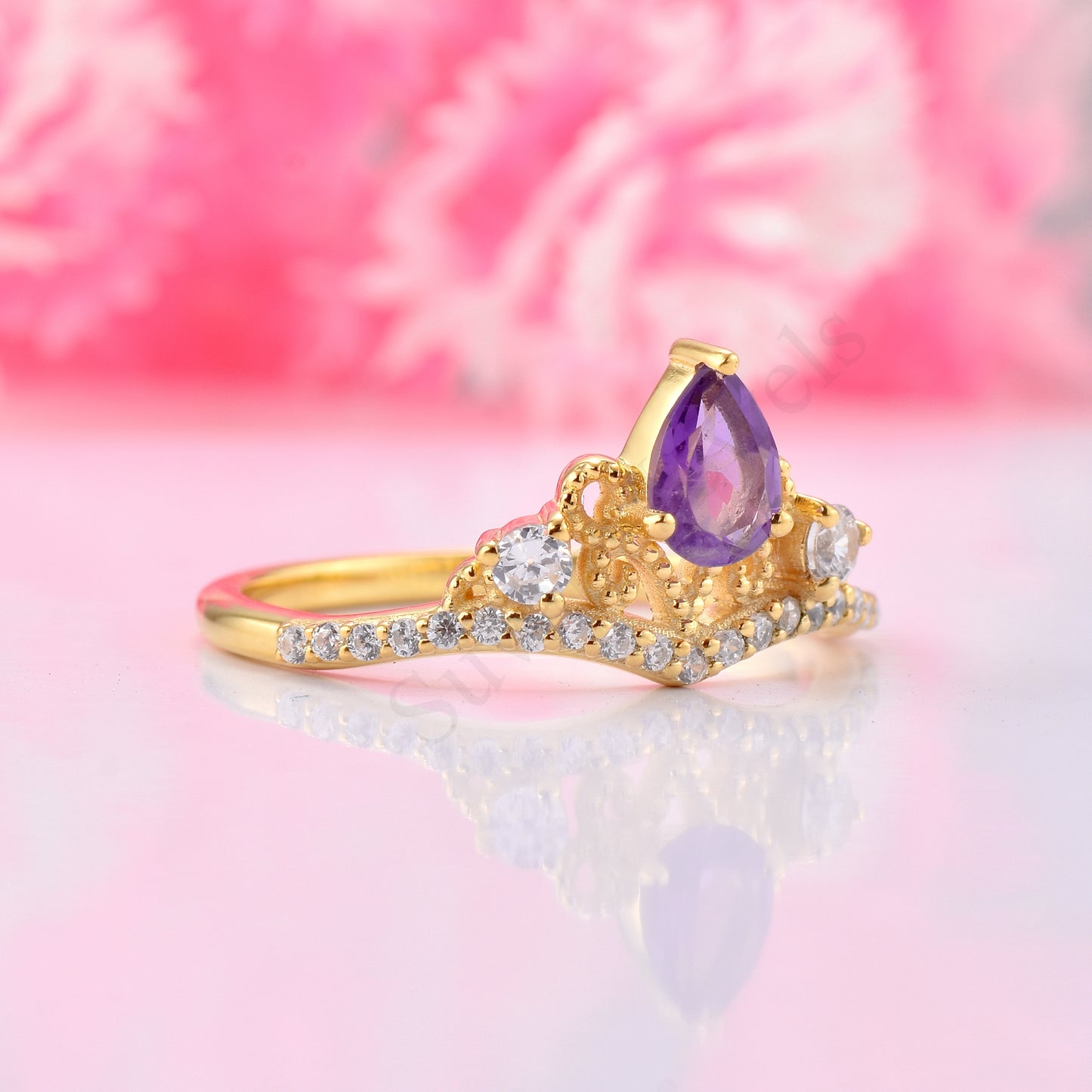 Amethyst Curved Engagement ring