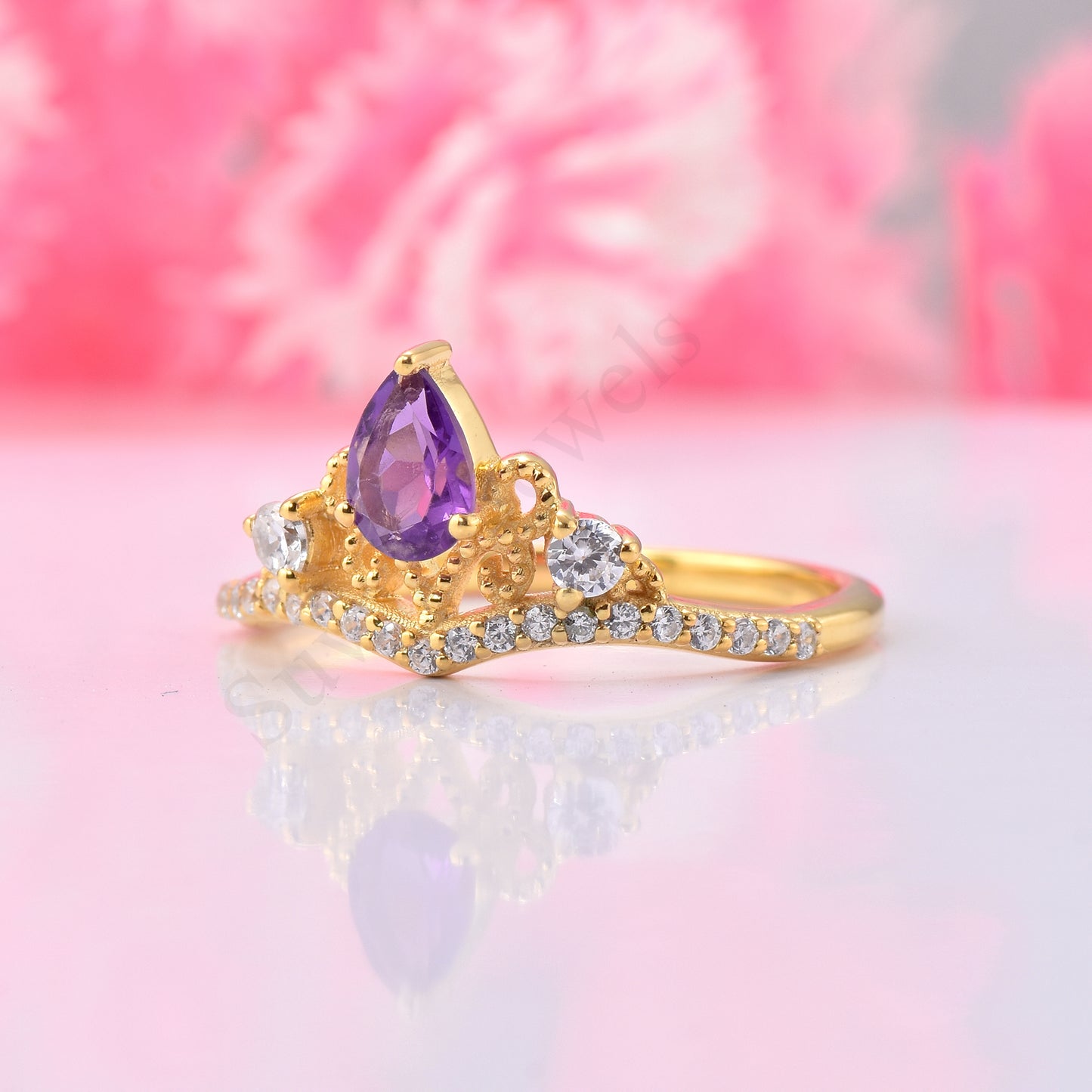Amethyst Curved Engagement ring