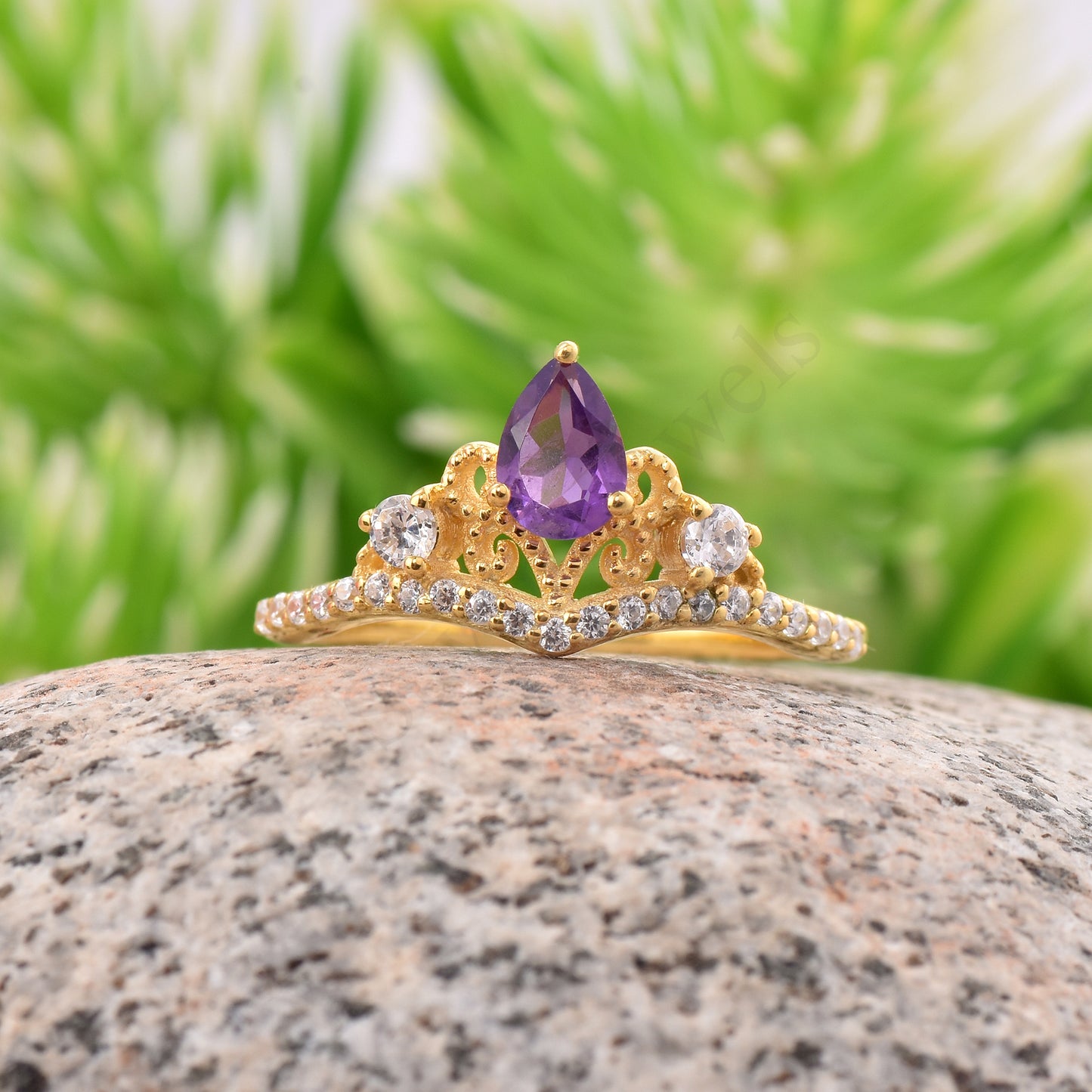 Amethyst Curved Engagement ring