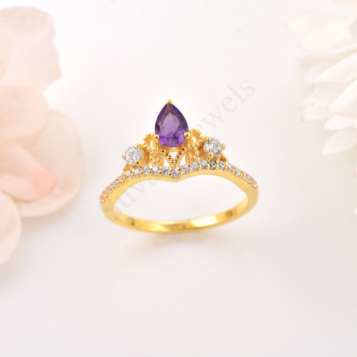 Amethyst Curved Engagement ring