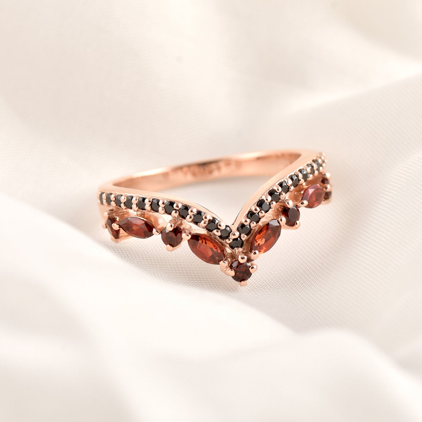 Garnet Curved Engagement ring