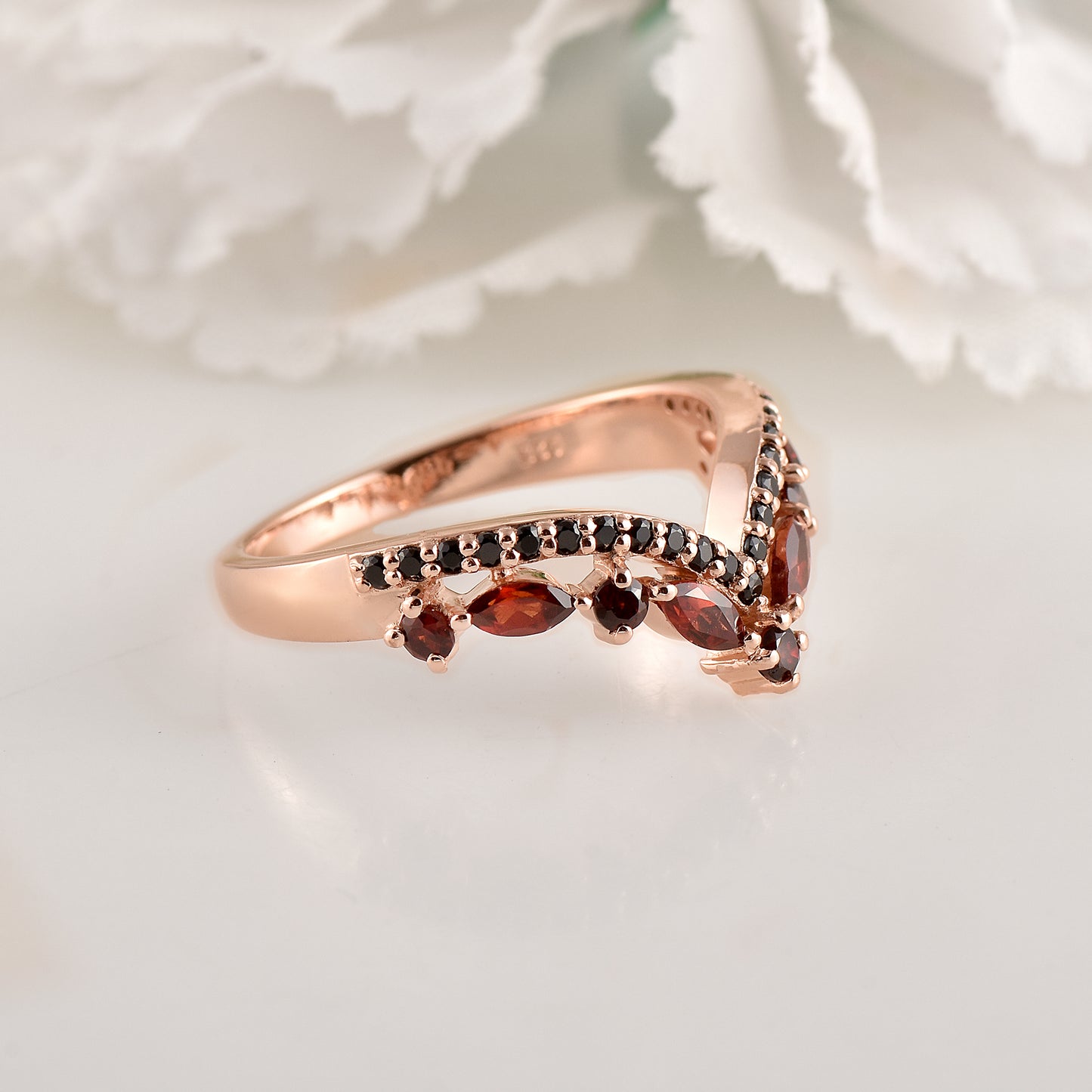 Garnet Curved Engagement ring