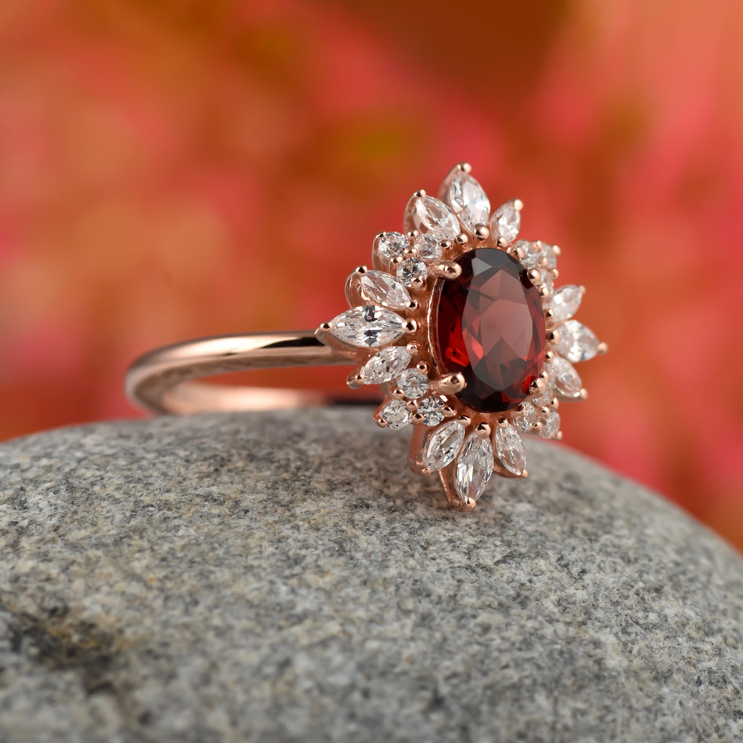 Oval Garnet Engagement Ring