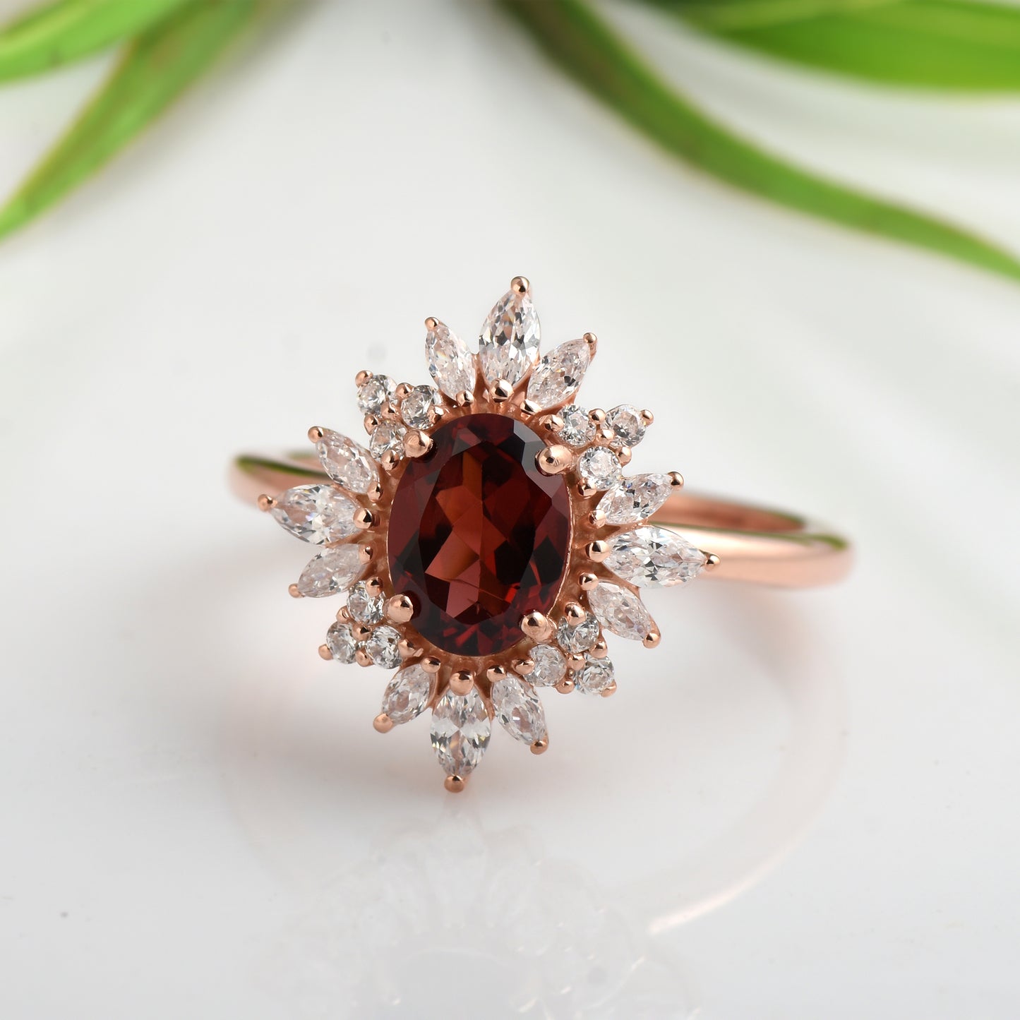 Oval Garnet Engagement Ring