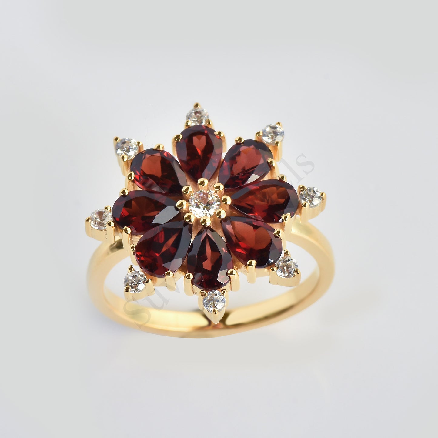 Red Garnet Pear Ring