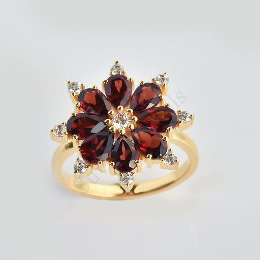 Red Garnet Pear Ring