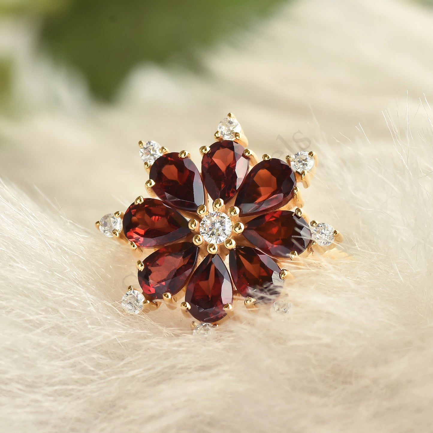 Red Garnet Pear Ring